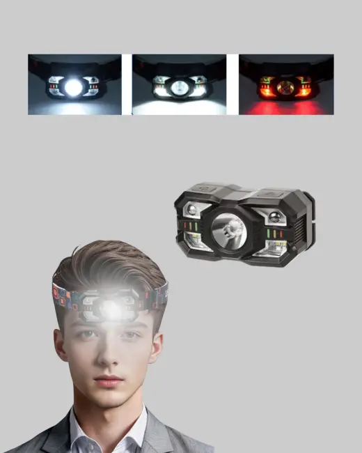 Hareket Sensörlü Şarjlı LED Far Suya Dayanıklı Çok Modlu