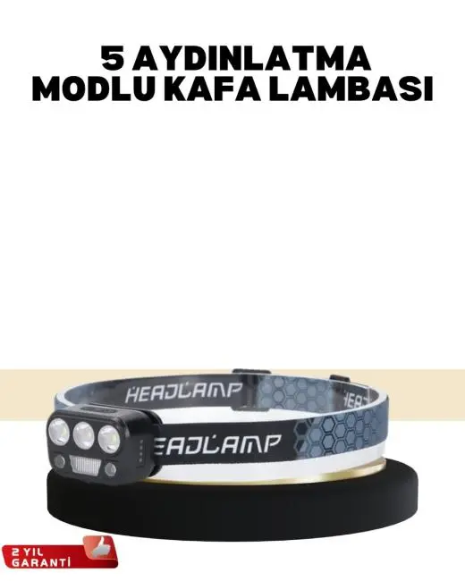Kamp ve Trekking İçin Sensörlü LED Kafa Lambası