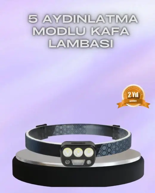 El Hareket Sensörlü LED Kafa Feneri 5 Mod Ayarlanabilir
