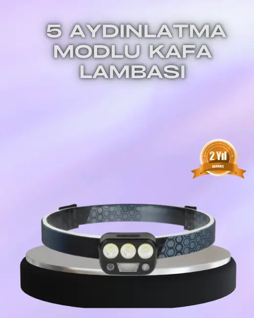 El Hareket Sensörlü LED Kafa Feneri 5 Mod Ayarlanabilir