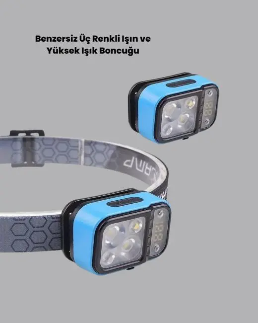 Süper Parlak LED Kafa Feneri 3 Renk 53 Mod Type C Şarjlı