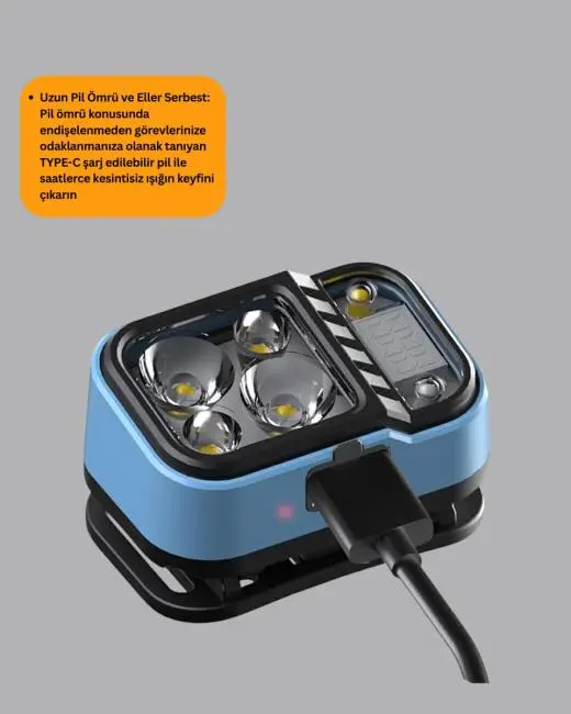 Type C Şarjlı LED Kafa Lambası Güç Göstergeli 53 Modlu