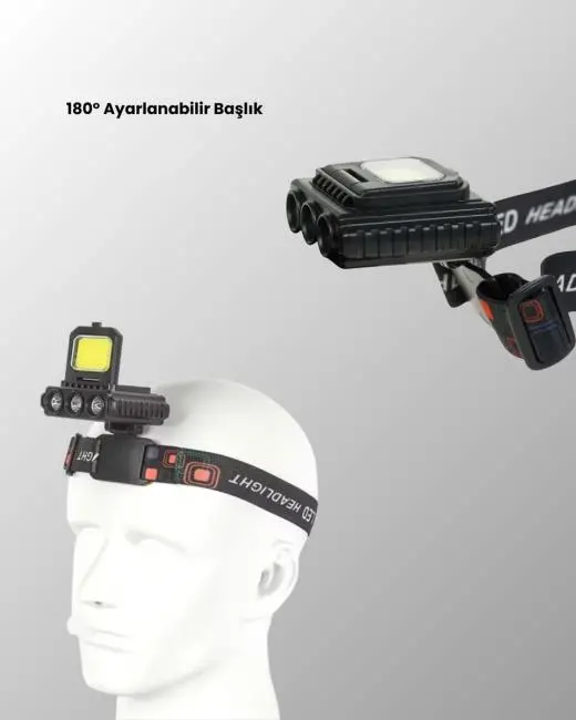 Şarjlı LED Kafa Lambası 800 Lumen COB XPE Ayarlanabilir Başlıklı