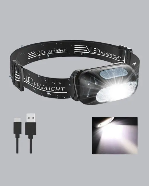 Gece Balıkçılığı İçin Ultra Parlak Şarjlı Kafa Lambası | 4 Işık Modu + USB Şarj