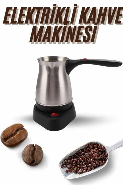 Elektrikli Cezve 800 Watt Paslanmaz Çelik Türk Kahve Makinesi Saplı