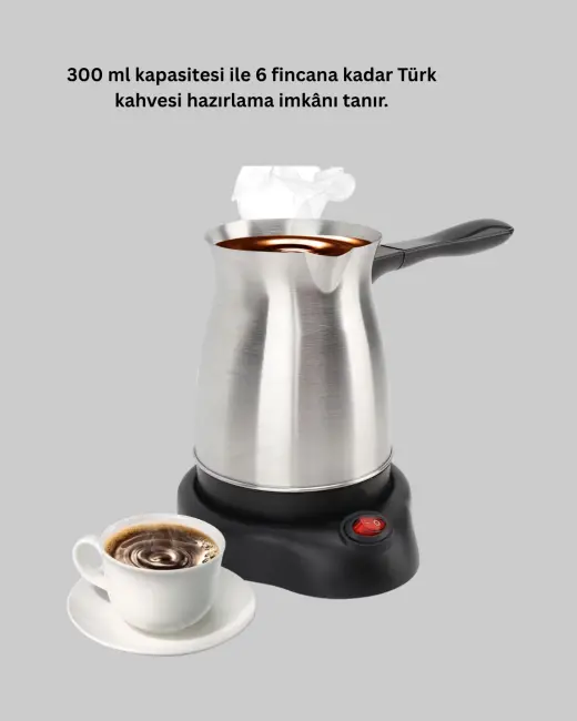 Elektrikli Türk Kahvesi Cezvesi 800W Kablosuz Döner Tabanlı