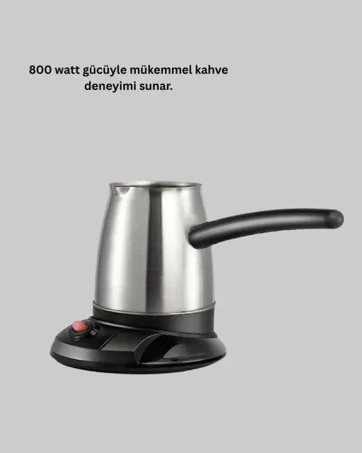 Paslanmaz Çelik Elektrikli Cezve 800W 6 Fincan Kapasiteli