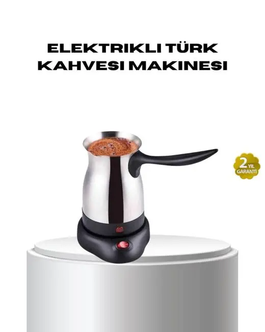 Paslanmaz Çelik Elektrikli Cezve 800W 6 Fincan Kapasiteli