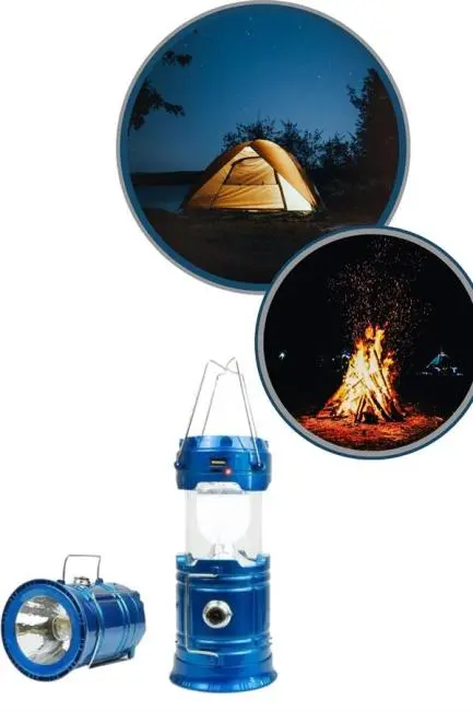 Büyük Boy Güneş Enerjili Kamp Feneri Işıldak Lamba USB Şarjlı