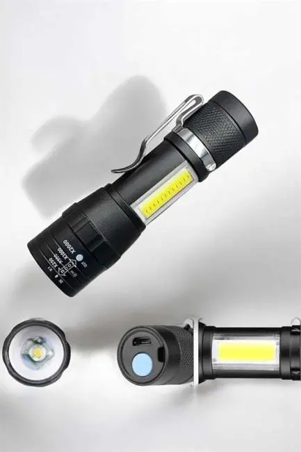 El Feneri Led USB Şarjlı Zoom Mini Led Işık Acil Durum Feneri