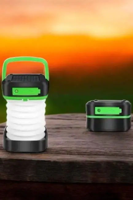 Katlanabilir Kamp Lambası Solar Fener Görünümlü 3 Kademeli Şarjlı