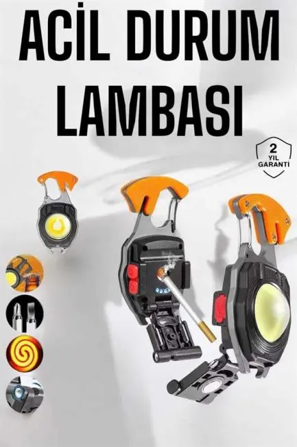 El Feneri Acil Işık Seti Tornavida Düdük Kapak Açma Kamp Lambası