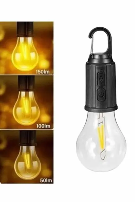 Taşınabilir Askılı Ampul Kamp Lambası Askılı Type-C Şarjlı Bahçe Lambası