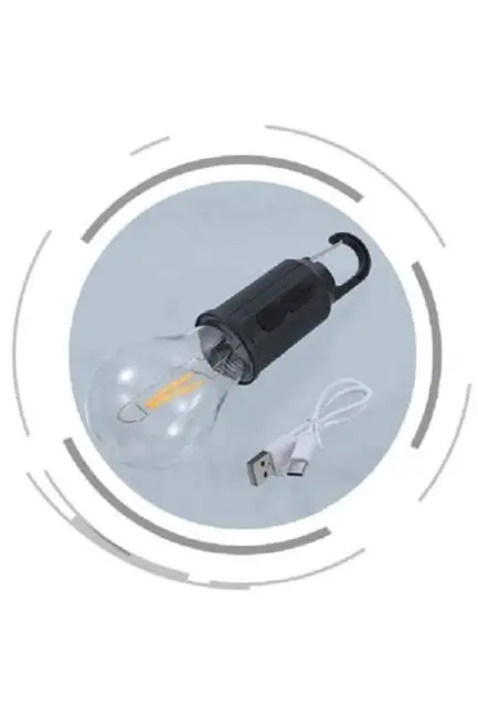 Taşınabilir Askılı Ampul Kamp Lambası Askılı Type-C Şarjlı Bahçe Lambası