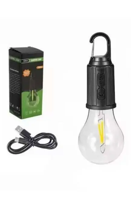 Askılı Kırılmaz Led Işık Kamp Bahçe Lambası Taşınabilir Led Ampul Şarjlı