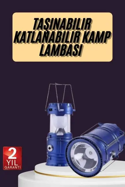Kamp Feneri Şarj Edilebilir Güneş Enerjili Işıldak USB Şarjlı