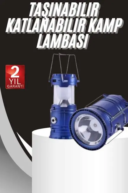 Kamp Lambası Solar Şarjlı Kızaklı Kamp Feneri Led Lamba Işıldak