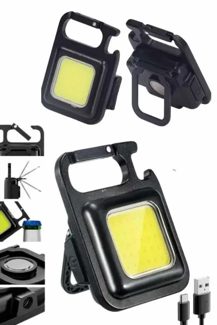 Kamp Çadır Lambası Şarjlı El Feneri Işıldak Anahtarlık Mini Mıknatıslı