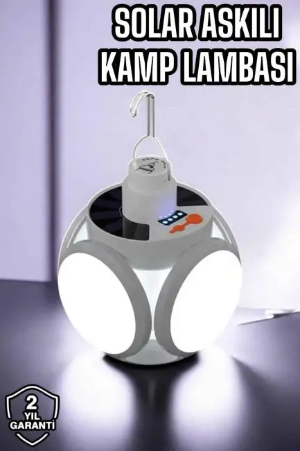 Güneş Enerjili Solar Aydınlatma Kamp Çadır Lambası Şarjlı Ampül Led Şarjlı El Feneri Işıldak