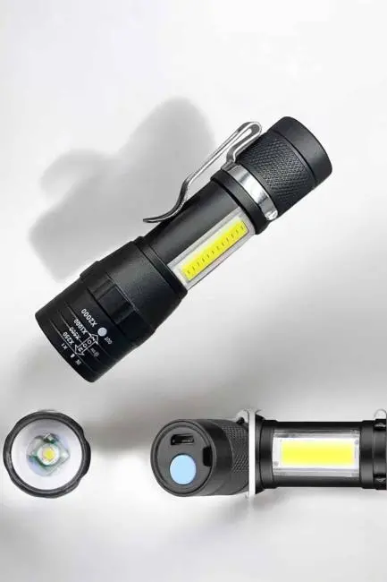 El Feneri Led USB Şarjlı Zoom Mini Led Işık Acil Durum Feneri