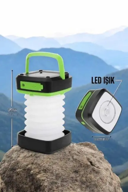 Led Lamba Kamp Lambası Hafif Taşınabilir Şarj Süreli Akordeon El Fenerli