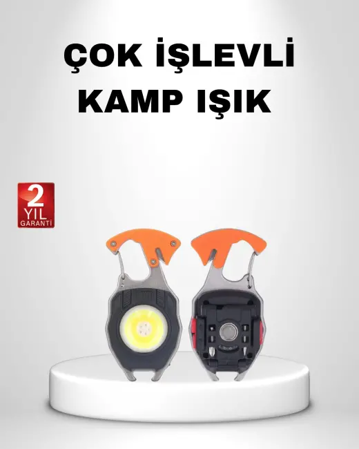 Mini LED Anahtarlık Fener – Şişe Açacağı Tornavida Düdük ve USB Şarj Özellikli