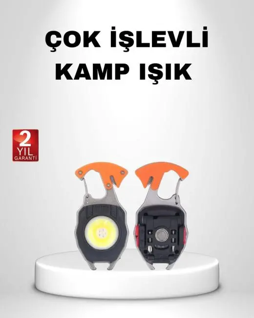 Mini LED Anahtarlık Fener – Şişe Açacağı Tornavida Düdük ve USB Şarj Özellikli