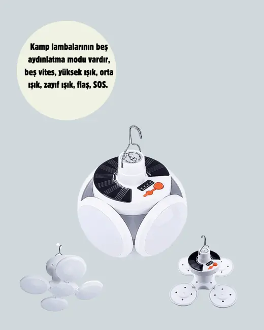 IPX4 Suya Dayanıklı Katlanabilir LED Kamp Lambası ve Acil Durum Işığı