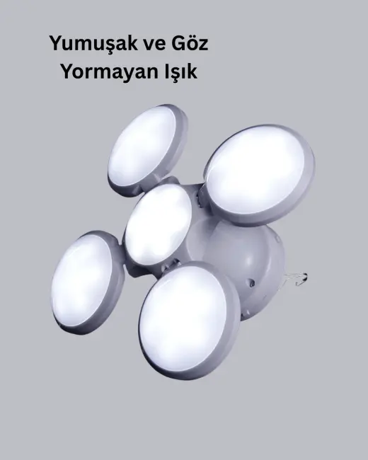 Güneş Enerjili ve USB Şarjlı LED Kamp Lambası – 5 Farklı Işık Modlu Askılı Tasarım