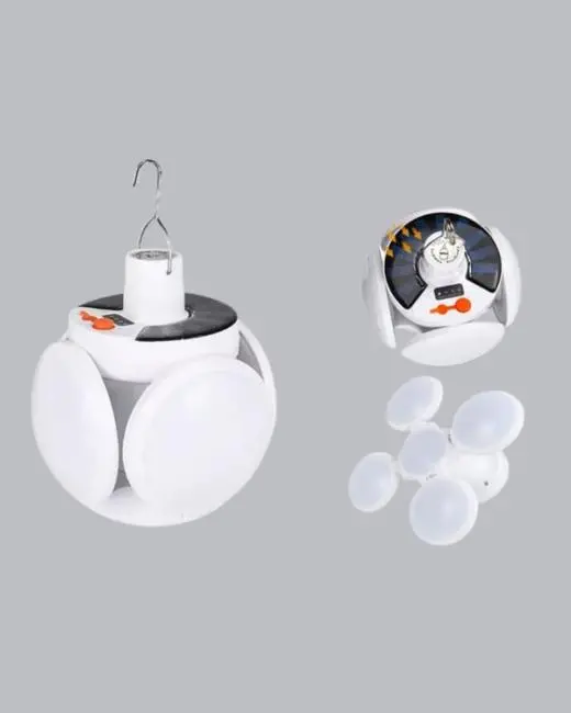 Güneş Enerjili ve USB Şarjlı LED Kamp Lambası – 5 Farklı Işık Modlu Askılı Tasarım