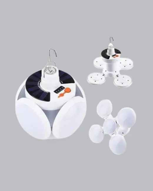 Güneş Enerjili ve USB Şarjlı LED Kamp Lambası – 5 Farklı Işık Modlu Askılı Tasarım