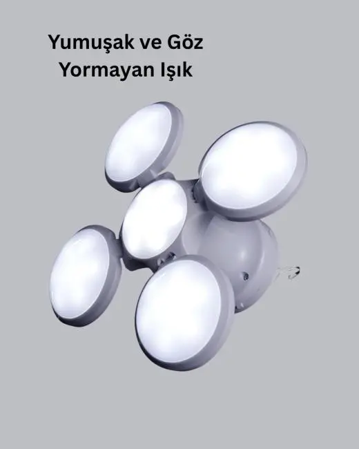 Solar Güneş Enerjili ve USB Şarjlı 5 Kanatlı LED Kamp Lambası