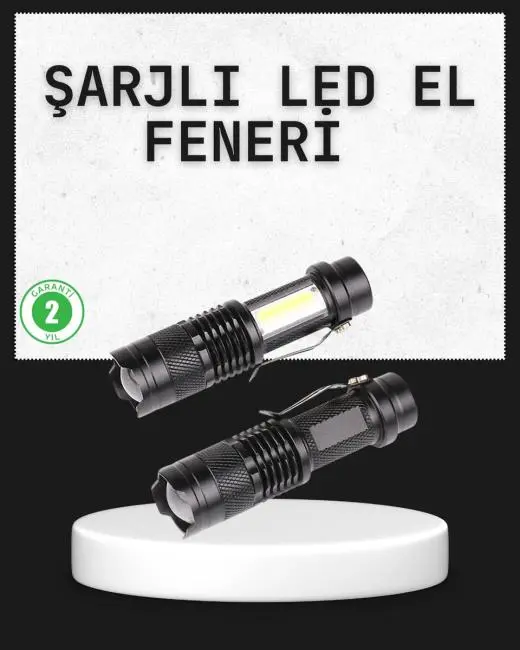 Odak Ayarlı 2000 Lümen Şarjlı LED El Feneri