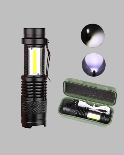 Şarjlı Mini LED El Feneri 2000 Lümen Su Geçirmez