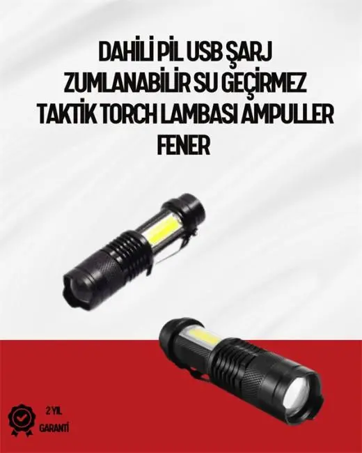 Mini Boy LED El Feneri - 2000 Lümen Su Geçirmez Tasarım
