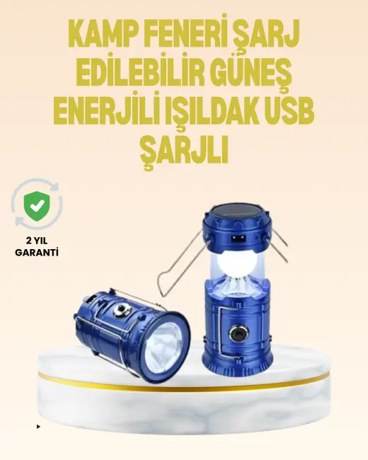 Katlanabilir USB Çıkışlı Kamp Feneri – Şarj Edilebilir Dayanıklı ve Çok Fonksiyonlu
