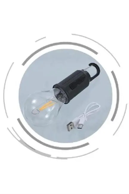 Taşınabilir Askılı Ampul Kamp Lambası Askılı Type-C Şarjlı Bahçe Lambası