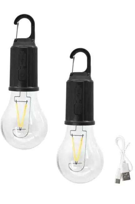 3 Farklı Mod LED'li Şarjlı Asma Kancalı Kamp Lambası Taşınabilir Ampul