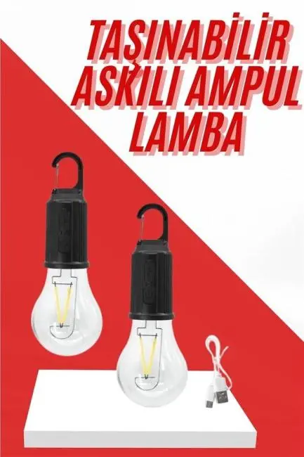 Şarjlı Aydınlatma Ampul Tasarımlı Ambians Işık Askılı Kamp Lambası