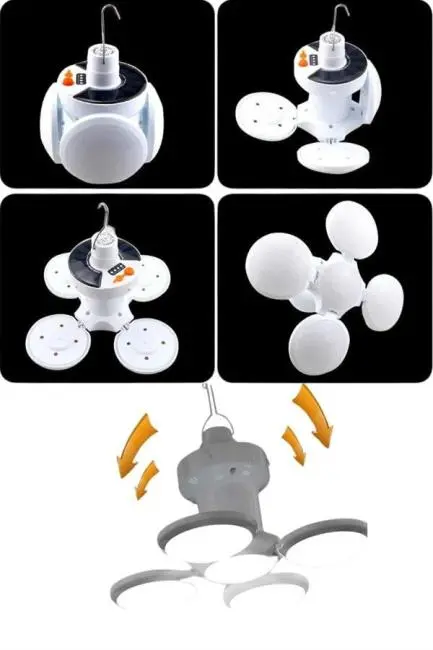 Katlanabilir Askılı Kamp Lambası 5 Kanatlı Pratik Güneş Enerjili