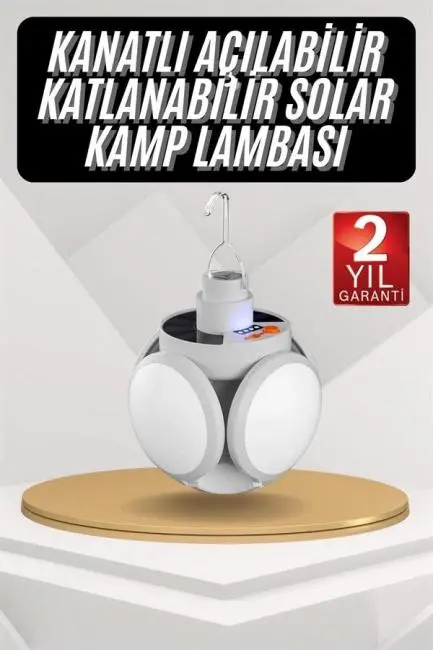 Kamp Lambası Güneş Enerjili Solar 5 Kanatlı Katlanır Lamba Karavan