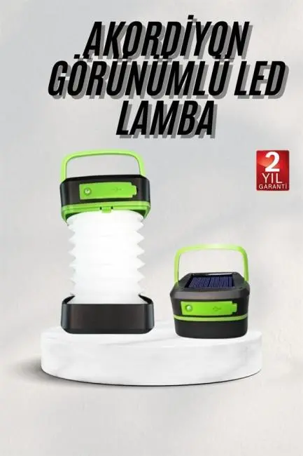 Katlanabilir Kamp Lambası Akordiyon Lamba Şarjlı 3 Kademeli Solar