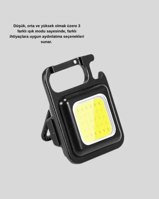 Mini 800 Lümen LED El Feneri – USB Şarjlı 3 Kademeli Işık Şişe Açacaklı Taşınabilir Tasarım