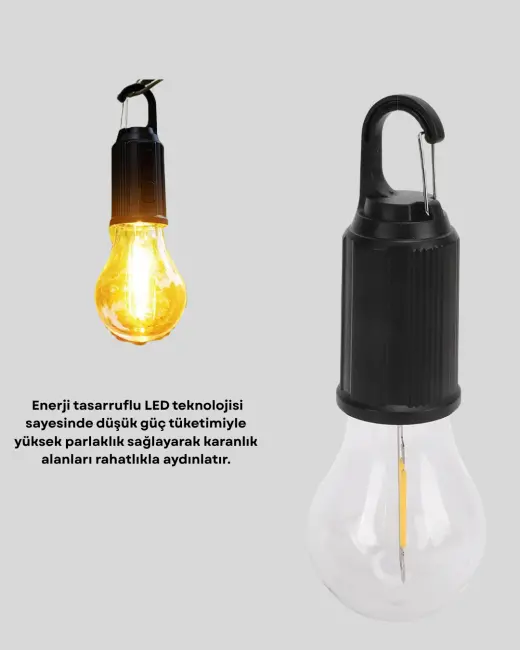 Şarjlı Kancalı LED Lamba – Kamp Balkon ve Acil Durum Işığı
