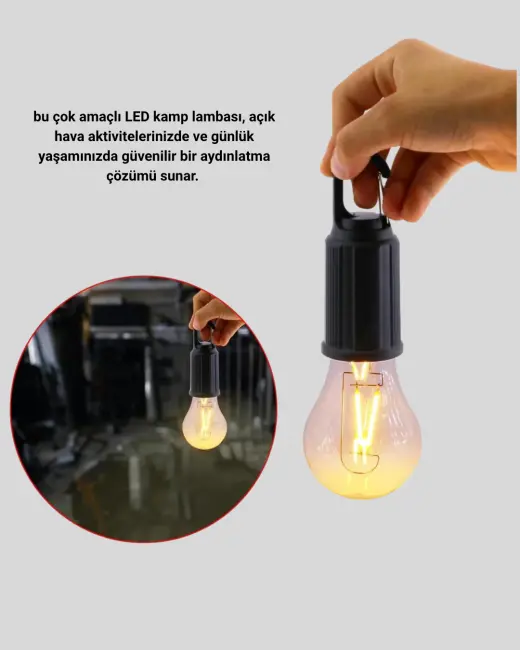 Type-C Şarjlı LED Kamp Lambası – Uzun Ömürlü Pil ve Yüksek Parlaklık