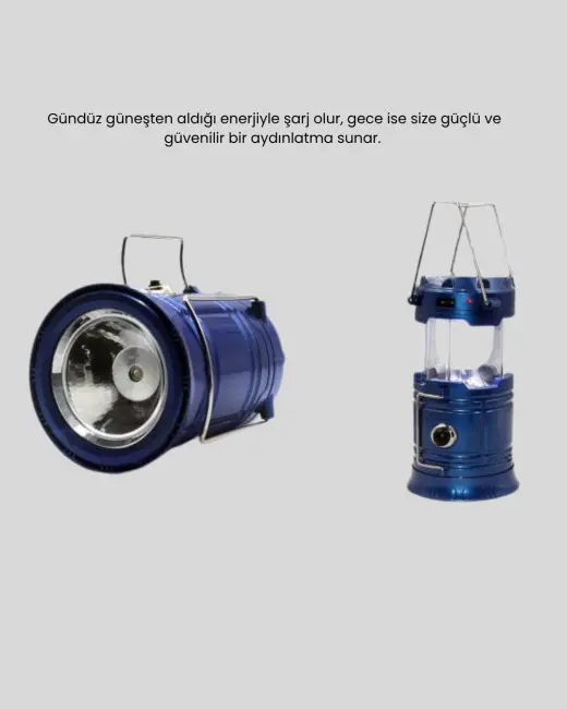 Güneş Enerjili Kamp Lambası Şarjlı Taşınabilir Kompakt Açık Hava Işığı