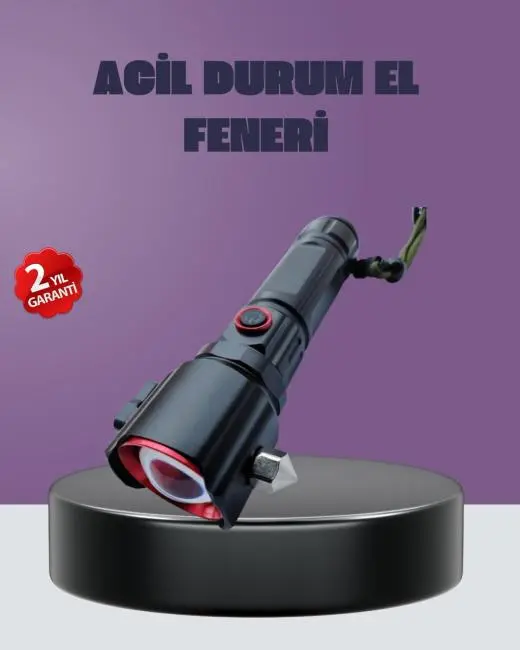 Güçlü Işıklı El Feneri Acil Durum Çekiç ve Pusula