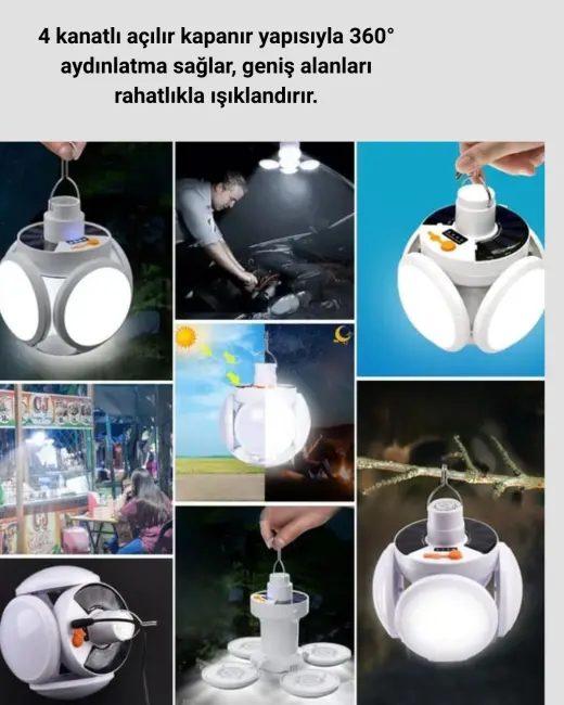Pratik Katlanabilir Solar LED Aydınlatma Lambası