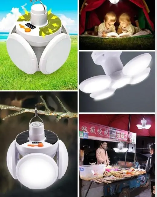 Solar ve USB Şarjlı Su Geçirmez Katlanabilir LED Lamba