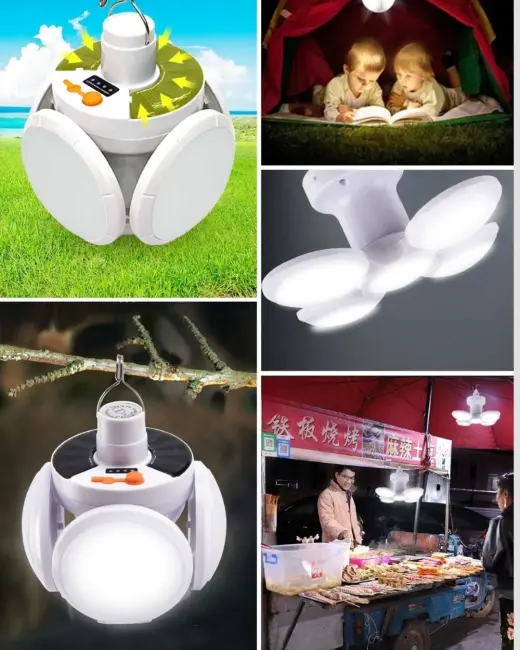 USB ve Solar Şarjlı Katlanabilir 5 Taraflı LED Lamba